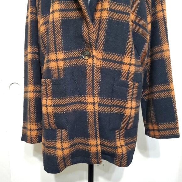 Chocolate U.S.A. Brown Black Plaid Shacket Blazer Coat Jacket Size Large - Picture 6 of 10
